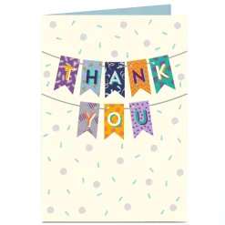 Card Factory Personalised Thank You Card - Colourful Bunting