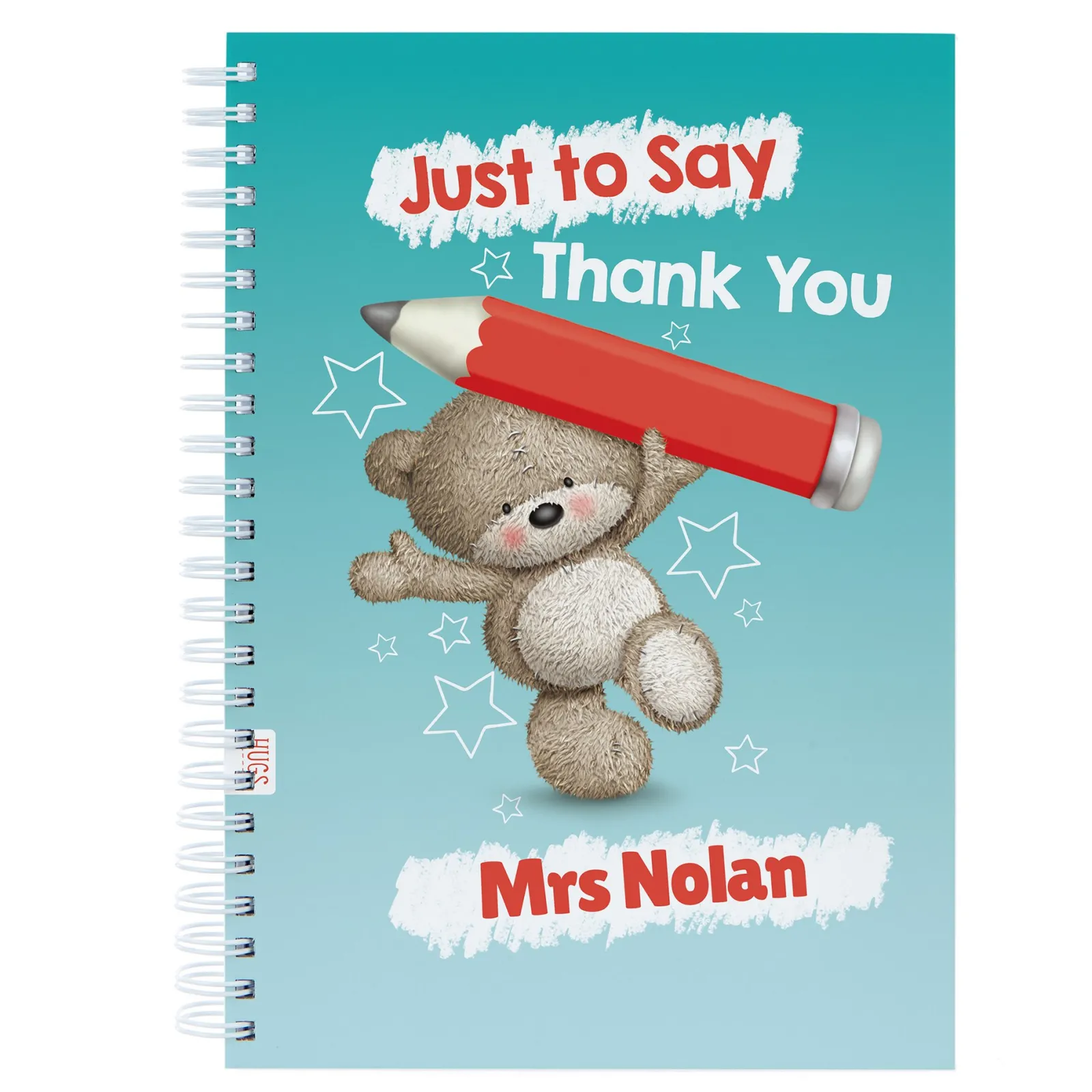 Card Factory Personalised Thank You Teacher Notebook - Hugs, Just To Say