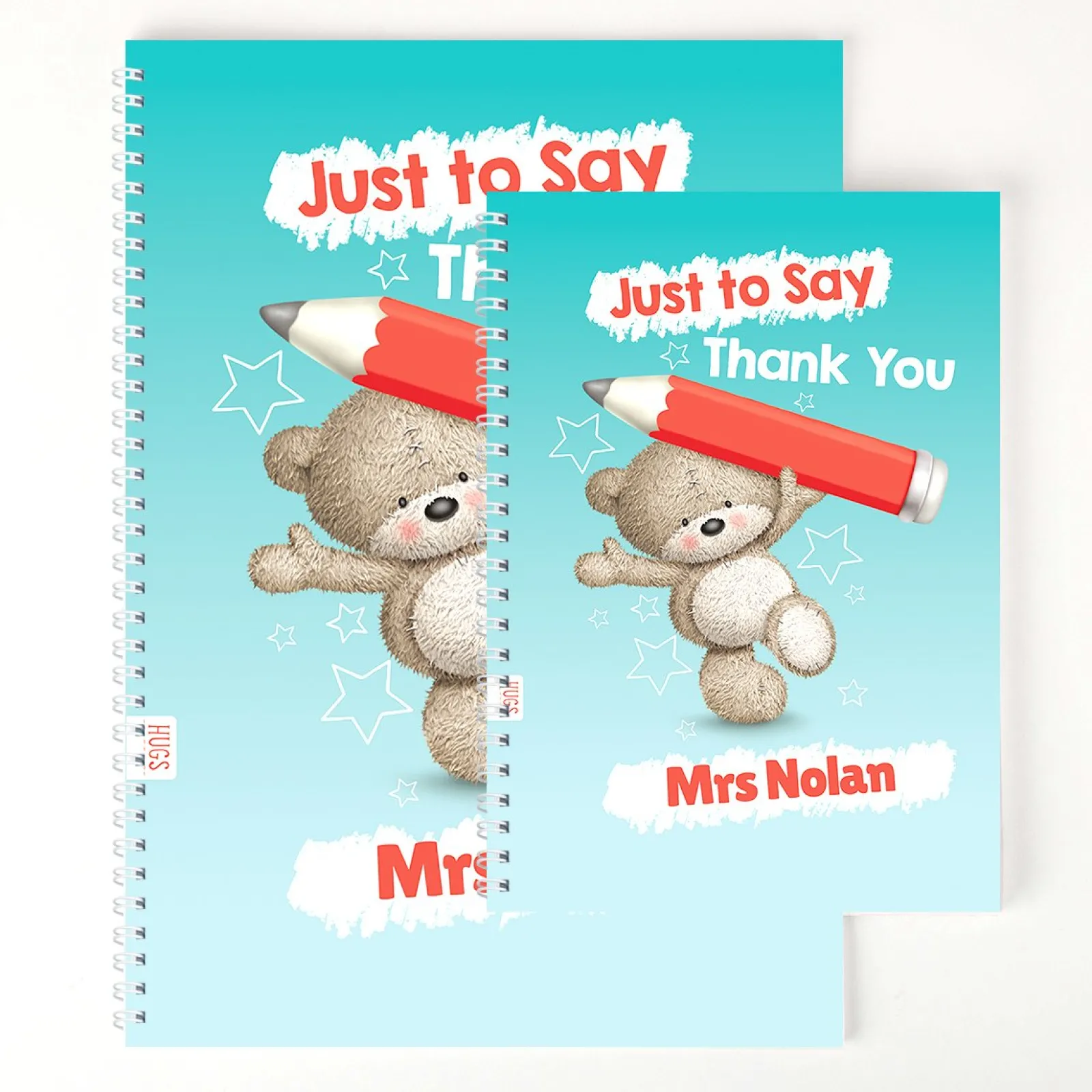 Card Factory Personalised Thank You Teacher Notebook - Hugs, Just To Say