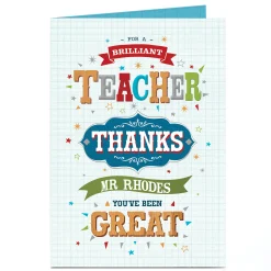 Card Factory Personalised Thank You Teacher Card - You've Been Great!