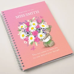 Card Factory Personalised Thank You Teacher Notebook - Hugs Flower Bear