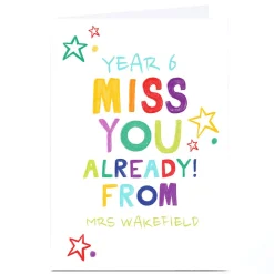 Card Factory Personalised Thank you Teacher Card - Miss You Already