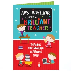 Clearance Personalised Thank You Teacher Card - You Make Learning Fun! Thank You