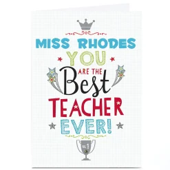 Discount Personalised Thank You Teacher Card - Trophy Thank You
