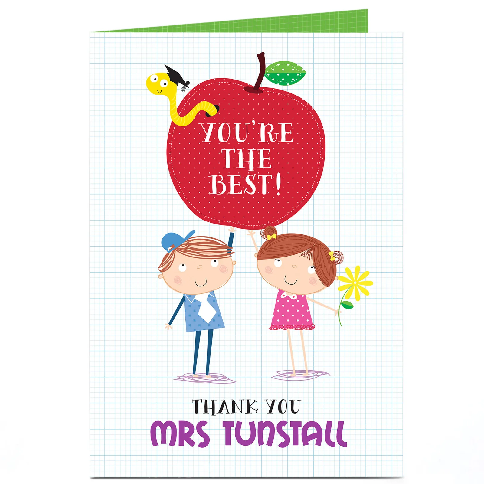 Card Factory Personalised Thank You Teacher Card - Red Apple