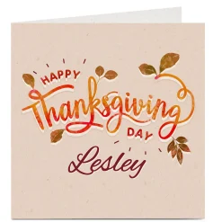 Sale Personalised Thanksgiving Card - Leaves Thank You