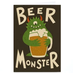 Hot Personalised Tin Bath Card - Beer Monster Funny|Any Occasion