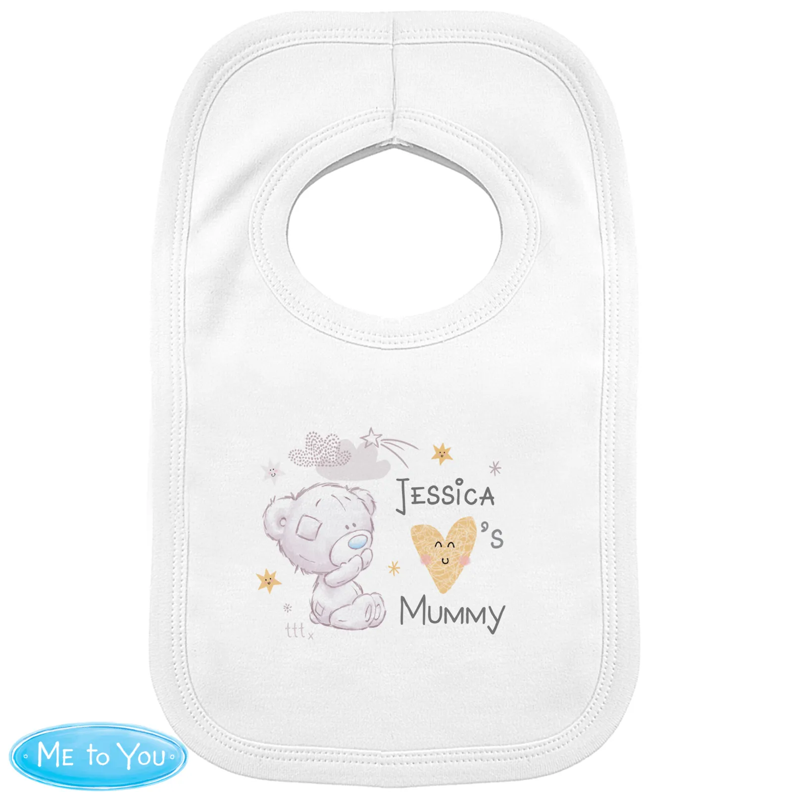 Card Factory Personalised Tiny Tatty Teddy I Heart Baby Bib