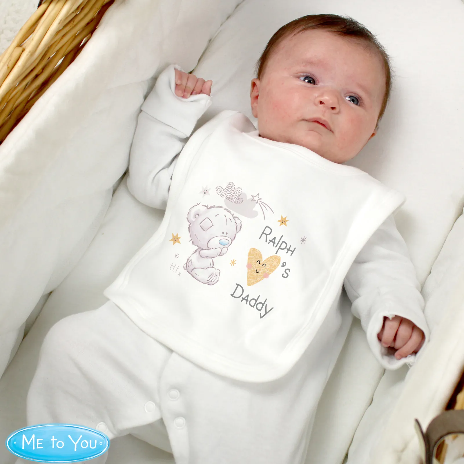 Card Factory Personalised Tiny Tatty Teddy I Heart Baby Bib
