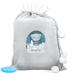 Kids Card Factory Personalised Tiny Tatty Teddy Luxury Pom-Pom Christmas Sack