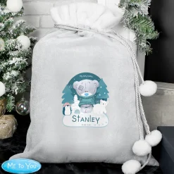 Kids Card Factory Personalised Tiny Tatty Teddy Luxury Pom-Pom Christmas Sack
