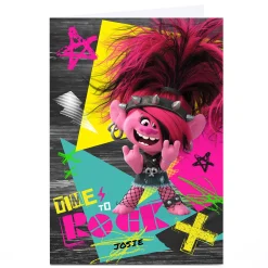 Kids Card Factory Personalised Trolls Card - Time To Rock