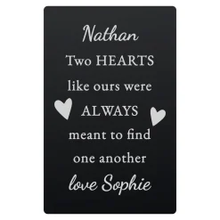 Card Factory Personalised Two Hearts Black Metal Wallet Card