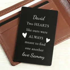 Card Factory Personalised Two Hearts Black Metal Wallet Card