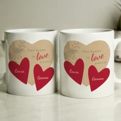 Card Factory Personalised Two Hearts Twin Mug Set
