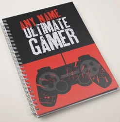 Kids Card Factory Personalised Ultimate Gamer Red Notebook