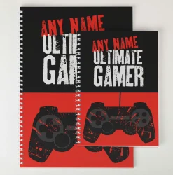 Hot Personalised Ultimate Gamer Red Notebook Gifts For Him