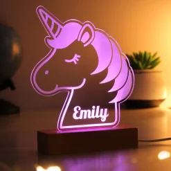 Kids Card Factory Personalised Unicorn Wooden Based LED Light