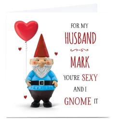 Card Factory Personalised Valentine's Day Card - Husband, Gnome
