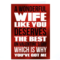 Hot Personalised Valentine's Day Card - A Wonderful Wife Like You... Funny