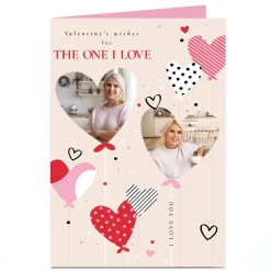 Card Factory Personalised Valentine's Day Card - Heart Balloons, One I Love