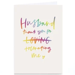 Personalised Valentine's Day Card - Thank You For Tolerating Me, Husband Funny