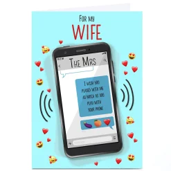 Card Factory Personalised Valentine's Day Card - Naughty Text, Wife