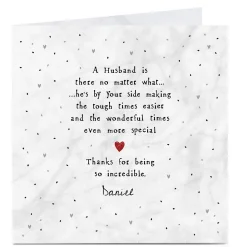 Hot Personalised Valentine's Day Card - A Husband is... Premium Square