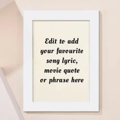 Card Factory Personalised Wall Art - Add Your Own Music Lyrics, Movie Quote, or Famous Phrase