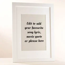 Card Factory Personalised Wall Art - Add Your Own Music Lyrics, Movie Quote, or Famous Phrase