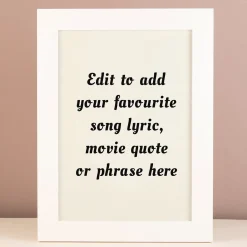 Card Factory Personalised Wall Art - Add Your Own Music Lyrics, Movie Quote, or Famous Phrase