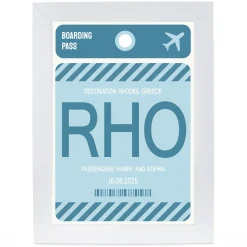 Card Factory Personalised Wall Art - Blue Boarding Pass