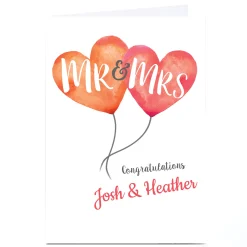 Outlet Personalised Wedding Card - Mr & Mrs Heart Balloons Wedding