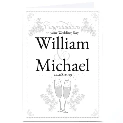 Online Personalised Wedding Card - Monochrome Congratulations Wedding|Congratulations