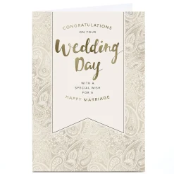 Clearance Personalised Wedding Card - Special Wish For a Happy Marriage Wedding