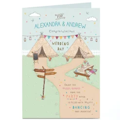 Card Factory Personalised Wedding Card - Tipi Tents and Parties!