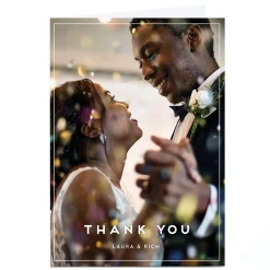 Card Factory Personalised Wedding Photo Card - Thank You Portrait