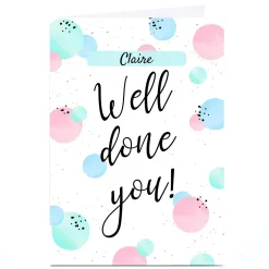 Card Factory Personalised Well Done Card - Pastel Spots