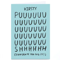 Online Personalised Whale & Bird New Baby Card - Puuuuuuush New Baby|Funny