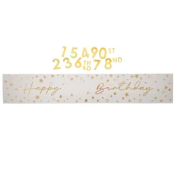 Card Factory Personalised White & Gold Happy Birthday Banner