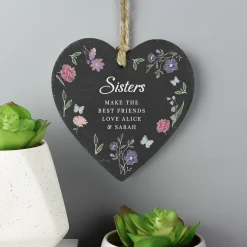 Personalised Wild Flowers Slate Heart Personalised Canvas & Wall Art|Photo Prints & Wall Art