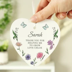 Card Factory Personalised Wild Flowers Wooden Heart
