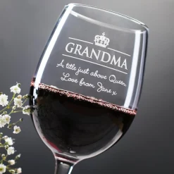 Card Factory Personalised Wine Glass - Grandma Crown