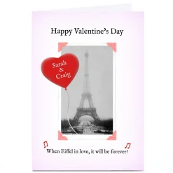 Card Factory Personalised Witty In Pink Valentine's Day Card - Eiffel Tower