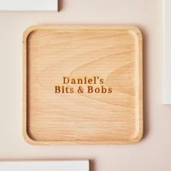Card Factory Personalised Wooden Engraved Shallow Square Tray - Name and Message