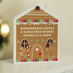 Kids Card Factory Personalised Wooden Gingerbread House Christmas Ornament