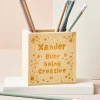 Kids Card Factory Personalised Wooden Pen Pot - Busy Being Creative