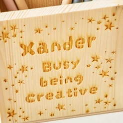 Kids Card Factory Personalised Wooden Pen Pot - Busy Being Creative