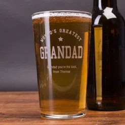 Card Factory Personalised World's Greatest Grandad Pint Glass