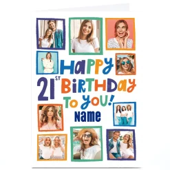 Clearance Photo Aimee Stevens 21st Birthday Card - 10 Photos, Any Name BOY For Grandson|For Boyfriend